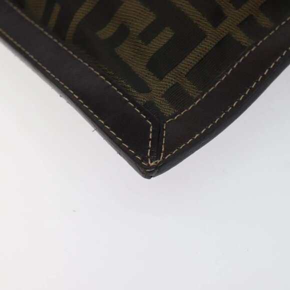 FENDI Zucca Canvas Clutch Bag Brown Black gold - Picture 8 of 15
